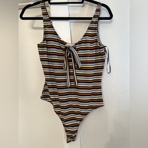 By The Way bodysuit black orange white